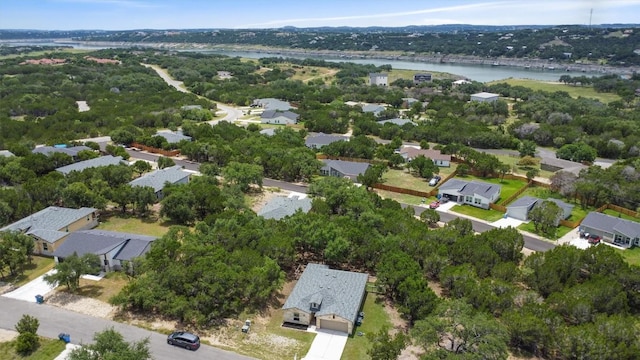 1703 Omaha Dr, Lago Vista, TX 78645 - aerial perspective of suburban area with a large body of water