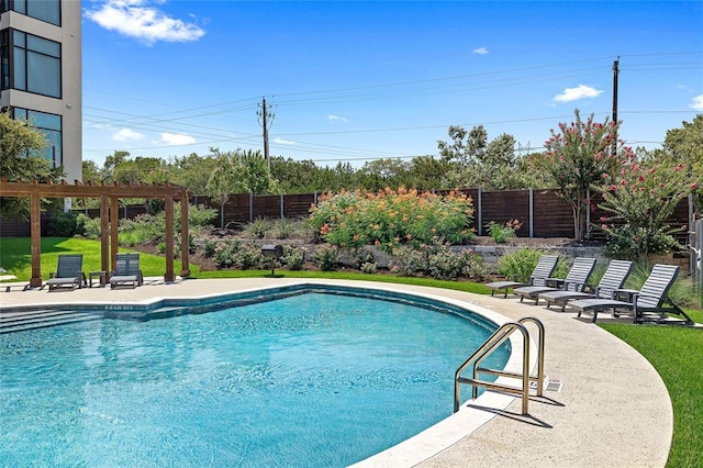 5921 Hiline Rd Unit 2404, Austin, TX 78734 - view of swimming pool featuring a fenced backyard, a pergola, and a patio