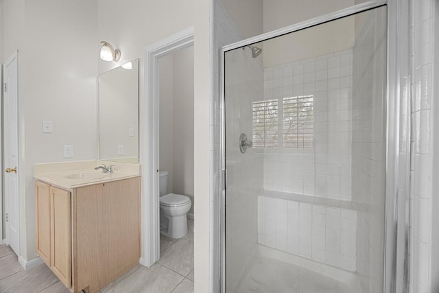 1500 Amelia Dr, Cedar Park, TX 78613 - bathroom featuring a shower stall, vanity, and tile patterned floors