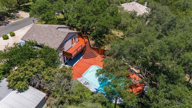 15507 NE Enid Dr, Austin, TX 78734 - view from above of property with a pool area