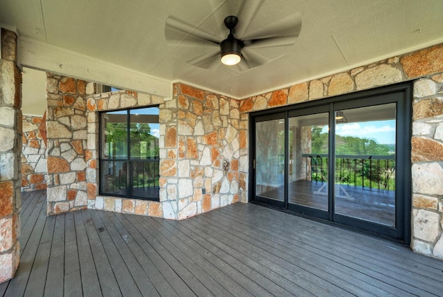 13111 Mansfield Dr, Austin, TX 78732 - wooden deck featuring a ceiling fan