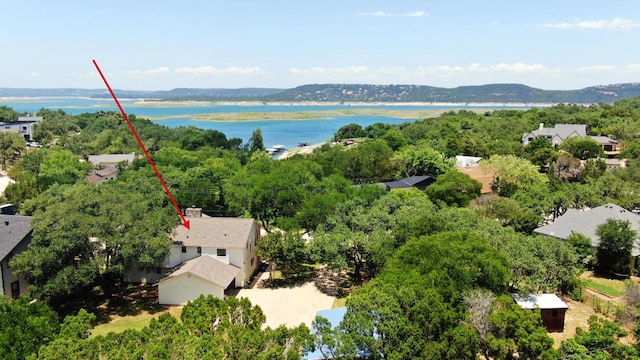13111 Mansfield Dr, Austin, TX 78732 - drone / aerial view of a water and mountain view