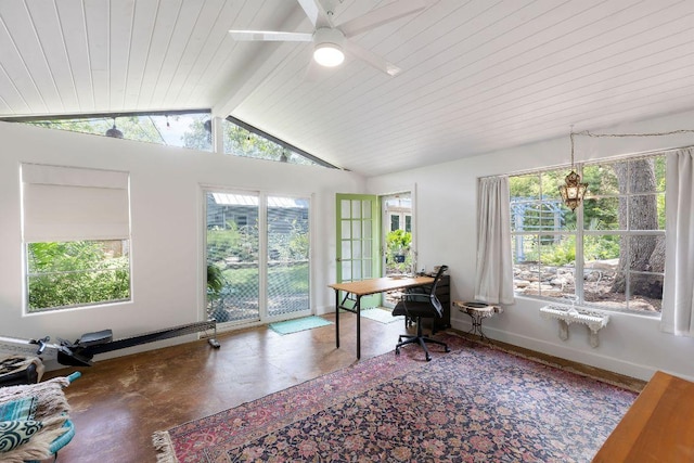 2606 Rockingham Dr, Austin, TX 78704 - office with a ceiling fan and wooden ceiling