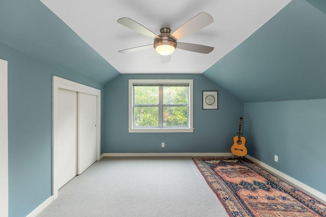 2606 Rockingham Dr, Austin, TX 78704 - bonus room with carpet, vaulted ceiling, and ceiling fan