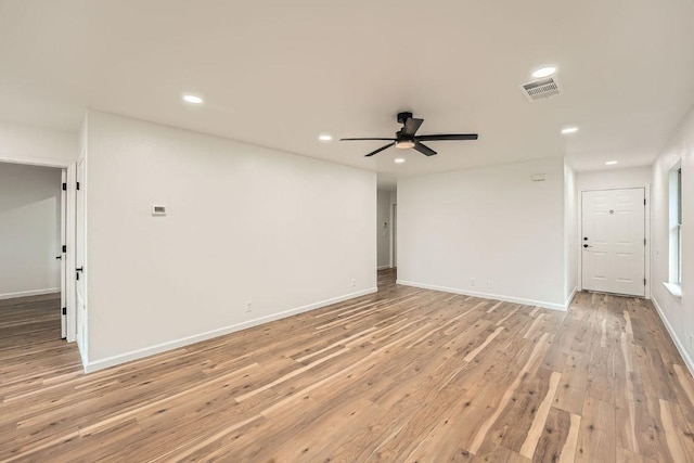 16825 Hamilton Point Cir, Manor, TX 78653 - spare room with recessed lighting, ceiling fan, and light wood-type flooring
