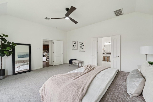 1508 Australis Cv, Austin, TX 78732 - carpeted bedroom featuring lofted ceiling and ceiling fan