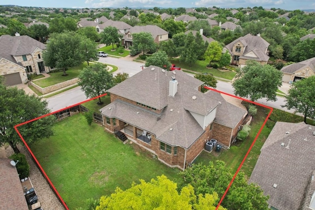 1508 Australis Cv, Austin, TX 78732 - aerial perspective of suburban area featuring property parcel outlined