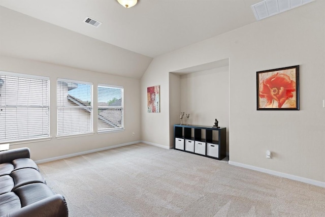 11404 Terrace Meadow Way, Manor, TX 78653 - carpeted living room featuring baseboards and lofted ceiling