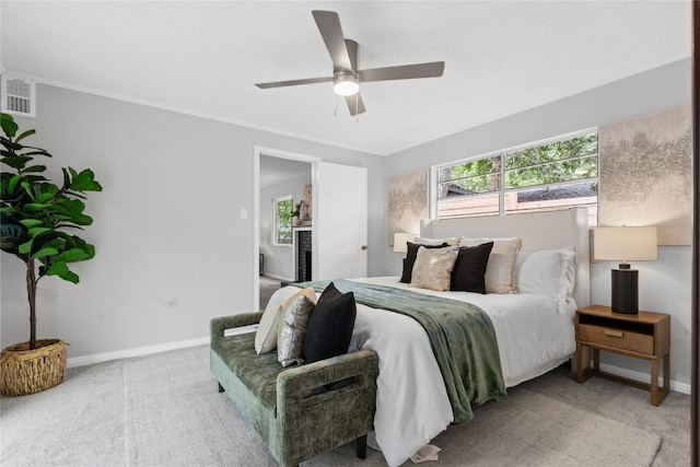 5317 Harvest Ln, Austin, TX 78745 - bedroom featuring light carpet and a ceiling fan