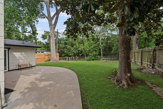 5317 Harvest Ln, Austin, TX 78745 - fenced backyard featuring a patio area