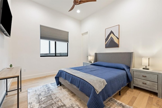4103 Ridgelea Dr, Austin, TX 78731 - bedroom featuring light wood-style flooring, recessed lighting, and ceiling fan