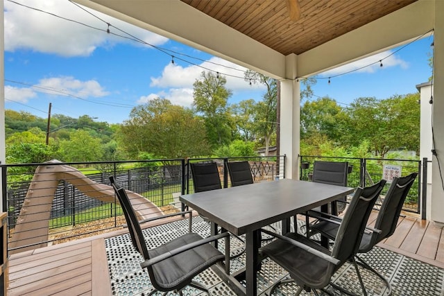 4103 Ridgelea Dr, Austin, TX 78731 - wooden terrace featuring outdoor dining area