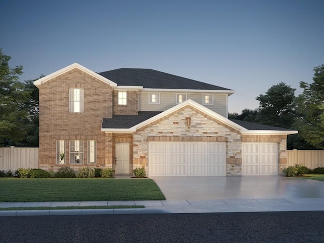 1728 S Main St, Kyle, TX 78640 - view of front of property with driveway, an attached garage, and stone siding