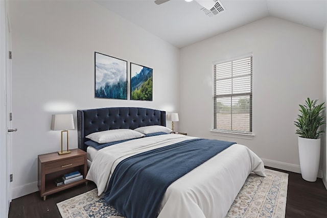 212 Ferryboat Ln, New Braunfels, TX 78130 - bedroom with vaulted ceiling and wood finished floors