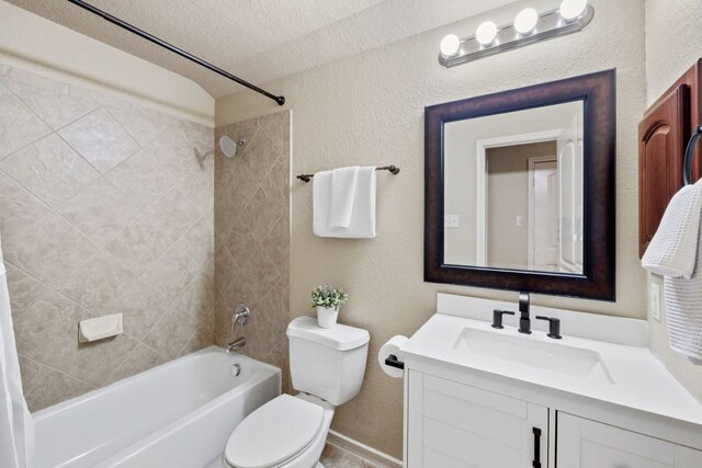 1802 Tall Chief, Leander, TX 78641 - full bath featuring tub / shower combination, vanity, a textured wall, and a textured ceiling