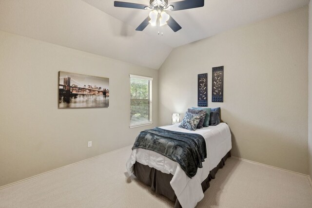 1802 Tall Chief, Leander, TX 78641 - bedroom featuring carpet, lofted ceiling, and a ceiling fan