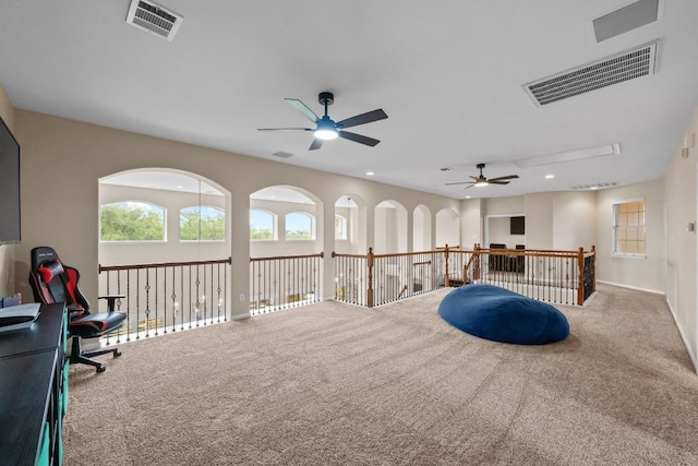 4605 Bat Falcon Dr, Austin, TX 78738 - sitting room with carpet flooring, a ceiling fan, and recessed lighting