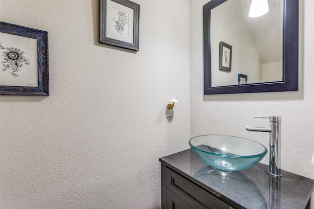 18701 Golden Eagle Way, Elgin, TX 78621 - bathroom with vanity and a textured wall