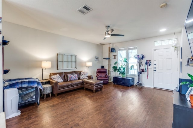 18701 Golden Eagle Way, Elgin, TX 78621 - living room with wood finished floors and a ceiling fan