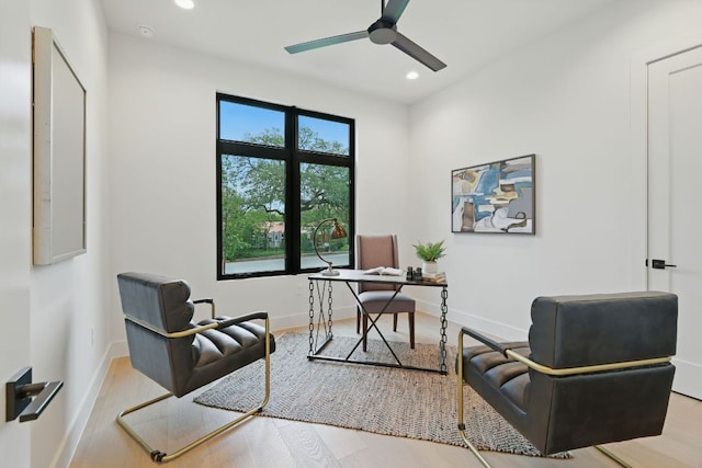 2711 Pegram, Austin, TX 78757 - home office featuring recessed lighting, a ceiling fan, and wood finished floors