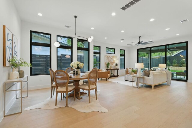 2711 Pegram, Austin, TX 78757 - dining space featuring recessed lighting, light wood finished floors, and ceiling fan