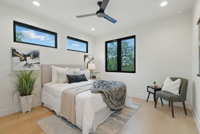 2711 Pegram, Austin, TX 78757 - bedroom featuring light wood-type flooring, recessed lighting, and a ceiling fan