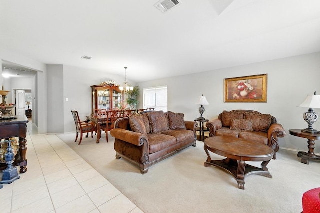 9602 Tea Rose Trl, Austin, TX 78748 - living area featuring light tile patterned flooring and a chandelier