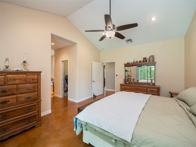 209 Old Sayers Rd, Elgin, TX 78621 - bedroom with lofted ceiling and a ceiling fan