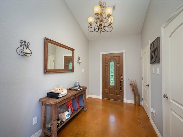209 Old Sayers Rd, Elgin, TX 78621 - entryway with a chandelier and finished concrete flooring