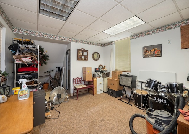209 Old Sayers Rd, Elgin, TX 78621 - home office with a drop ceiling and carpet floors