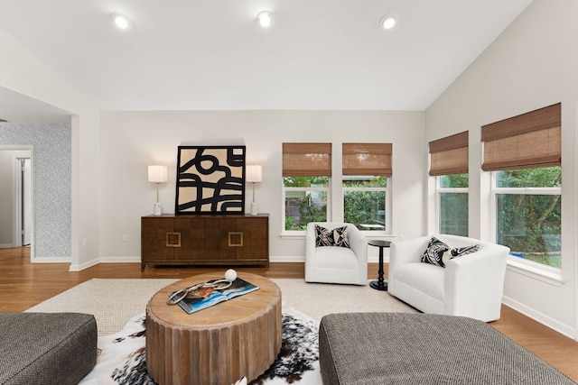 5212 Valley Oak Dr, Austin, TX 78731 - living area featuring lofted ceiling and wood finished floors