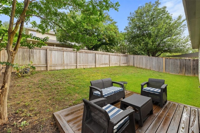 9204 Brents Elm Dr, Austin, TX 78744 - deck featuring a fenced backyard and an outdoor living space
