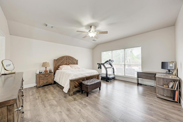 500 Olympic Dr, Pflugerville, TX 78660 - bedroom featuring light wood-style flooring, ceiling fan, and lofted ceiling