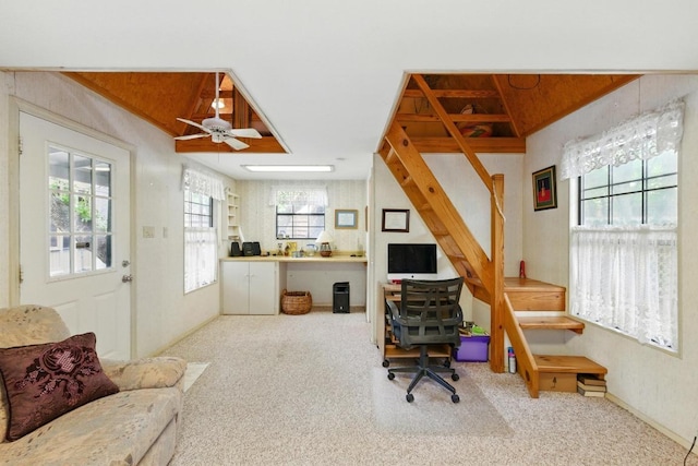 2500 Dana Cv, Austin, TX 78746 - carpeted home office with ceiling fan and baseboards
