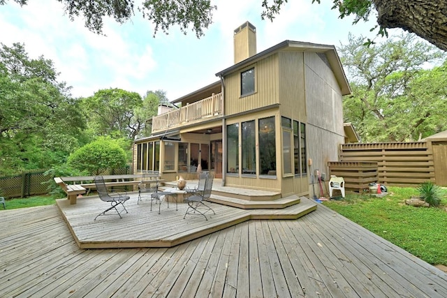 2500 Dana Cv, Austin, TX 78746 - wooden deck with a sunroom