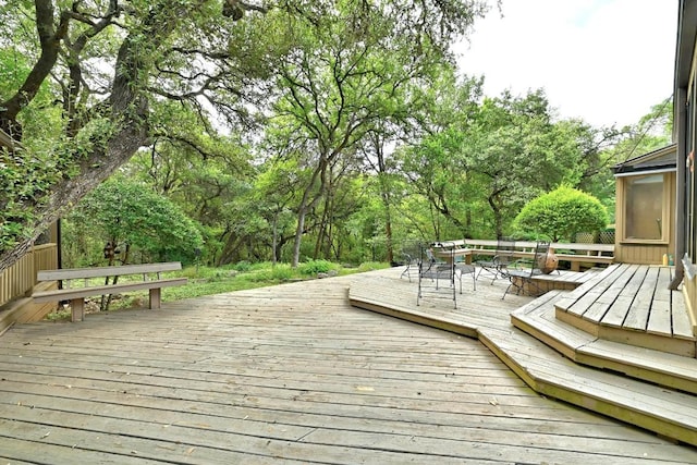2500 Dana Cv, Austin, TX 78746 - wooden deck with outdoor dining space