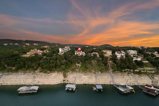 8140 Joy Rd, Volente, TX 78641 - aerial view at dusk of a water view