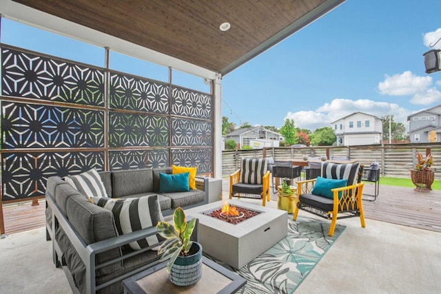 7000 Zachary Dr, Austin, TX 78724 - view of patio / terrace with an outdoor living space with a fire pit and a wooden deck