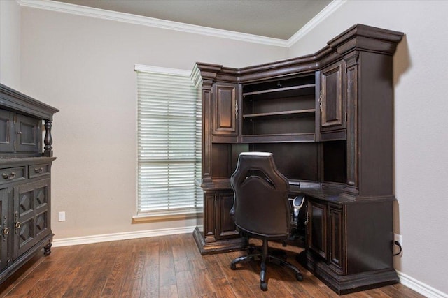 13 Mojave Ln, Belton, TX 76513 - home office featuring dark wood finished floors and crown molding