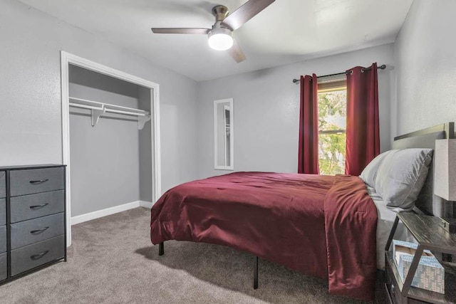 1102 Girard St, San Marcos, TX 78666 - bedroom with carpet flooring, a closet, and ceiling fan
