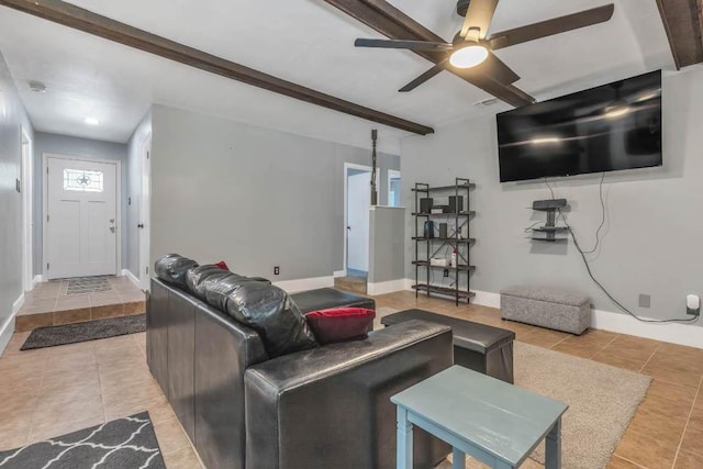 1102 Girard St, San Marcos, TX 78666 - living area with tile patterned flooring and a ceiling fan