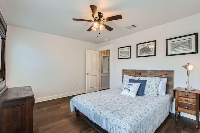 1117 Algarita Ave, Austin, TX 78704 - bedroom with dark wood-style flooring and a ceiling fan