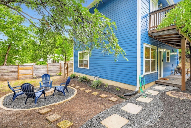 1117 Algarita Ave, Austin, TX 78704 - view of yard with a fire pit, a wooden deck, and a patio