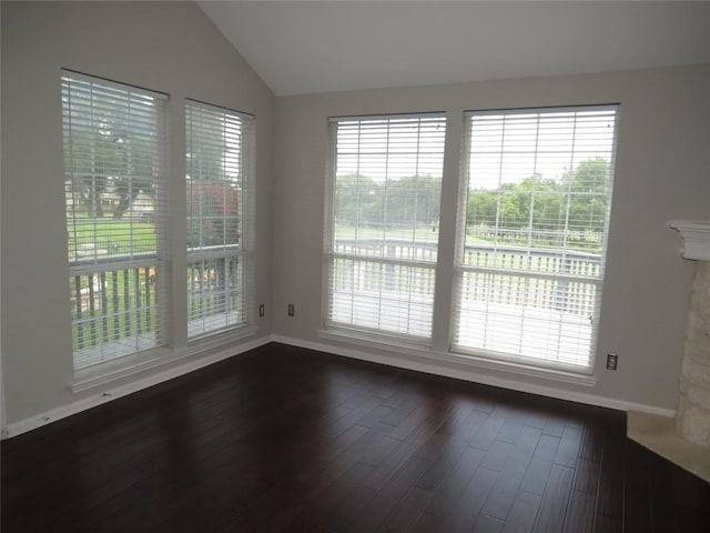 4008 Sable Oaks Dr, Round Rock, TX 78664 - unfurnished room with lofted ceiling, dark wood-style flooring, and plenty of natural light