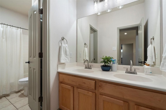 15908 Spillman Ranch Loop, Austin, TX 78738 - full bathroom featuring double vanity and tile patterned floors