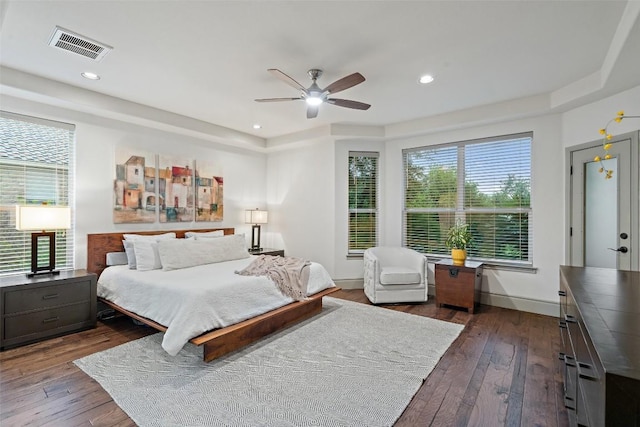 15908 Spillman Ranch Loop, Austin, TX 78738 - bedroom with dark wood-style flooring, recessed lighting, and a ceiling fan