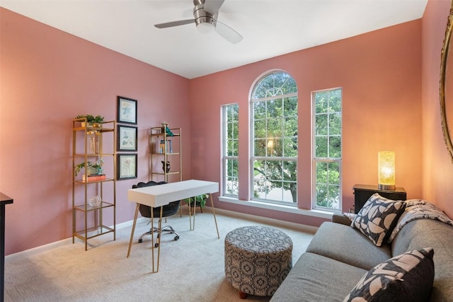15908 Spillman Ranch Loop, Austin, TX 78738 - office area featuring carpet, a ceiling fan, and healthy amount of natural light