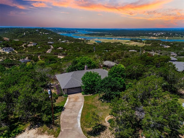 21013 Ridgeview Loop, Lago Vista, TX 78645 - aerial view at dusk of a water view
