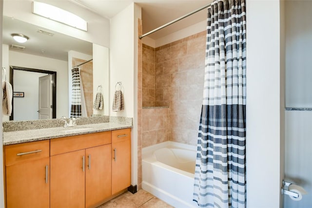 360 Nueces St Unit 3807, Austin, TX 78701 - full bathroom with vanity, shower / tub combo, and tile patterned floors