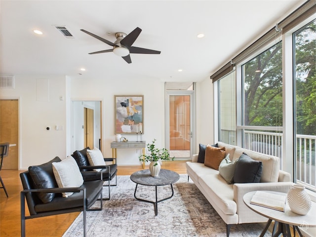 1600 Barton Springs Rd Unit 5107, Austin, TX 78704 - living area with ceiling fan, recessed lighting, and wood finished floors